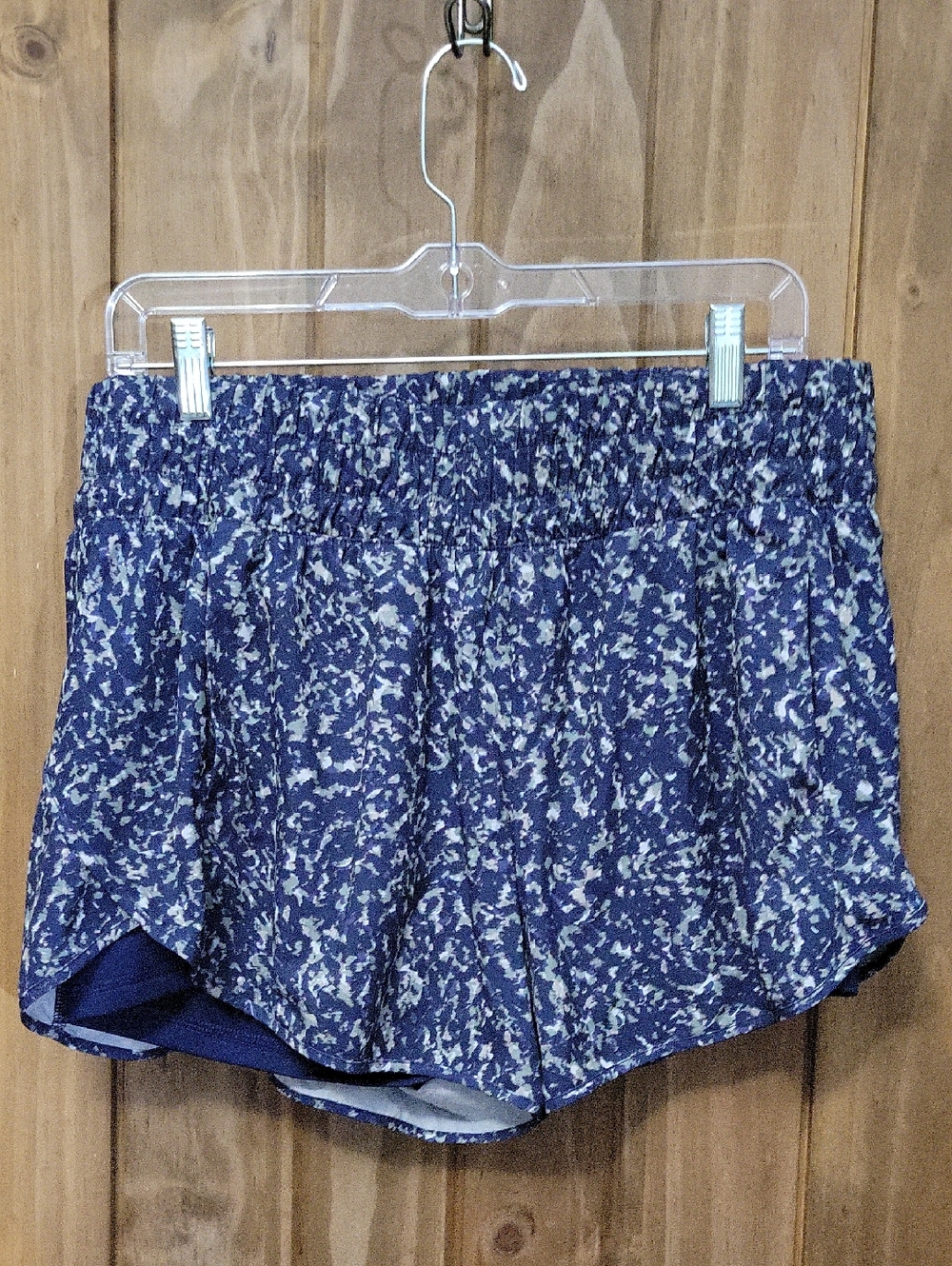 Women's Blue Printed Elastic-Waist Shorts